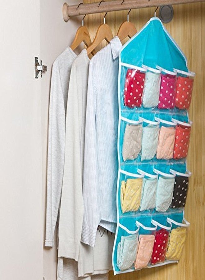 FosCadit 16 Pockets Clear Hanging Bag for Socks Bra Underwear Cupboard Rack Hanger Wall Hanger Socks Storage Organizer (Multicolor) (Plastic) - Image 5